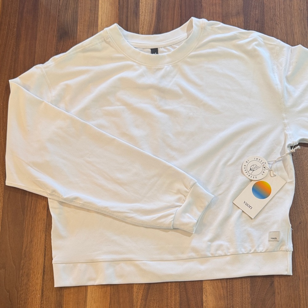 White Cropped Vuori Crewneck Sweatshirt - Picture 5 of 6